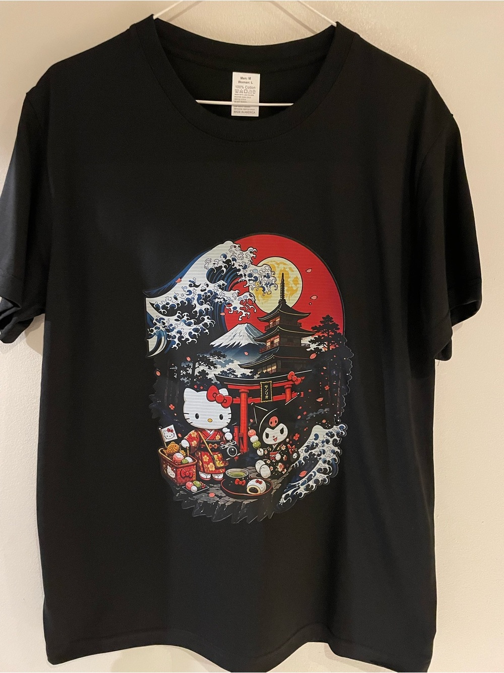 Hello Kitty and Kuromi in kimonos having a picnic in Tokyo Japan t-shirt